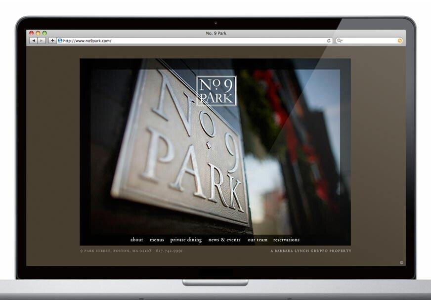 No. 9 Park restaurant website on a laptop