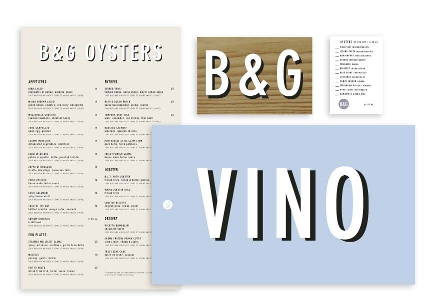 B&G Oysters menu design