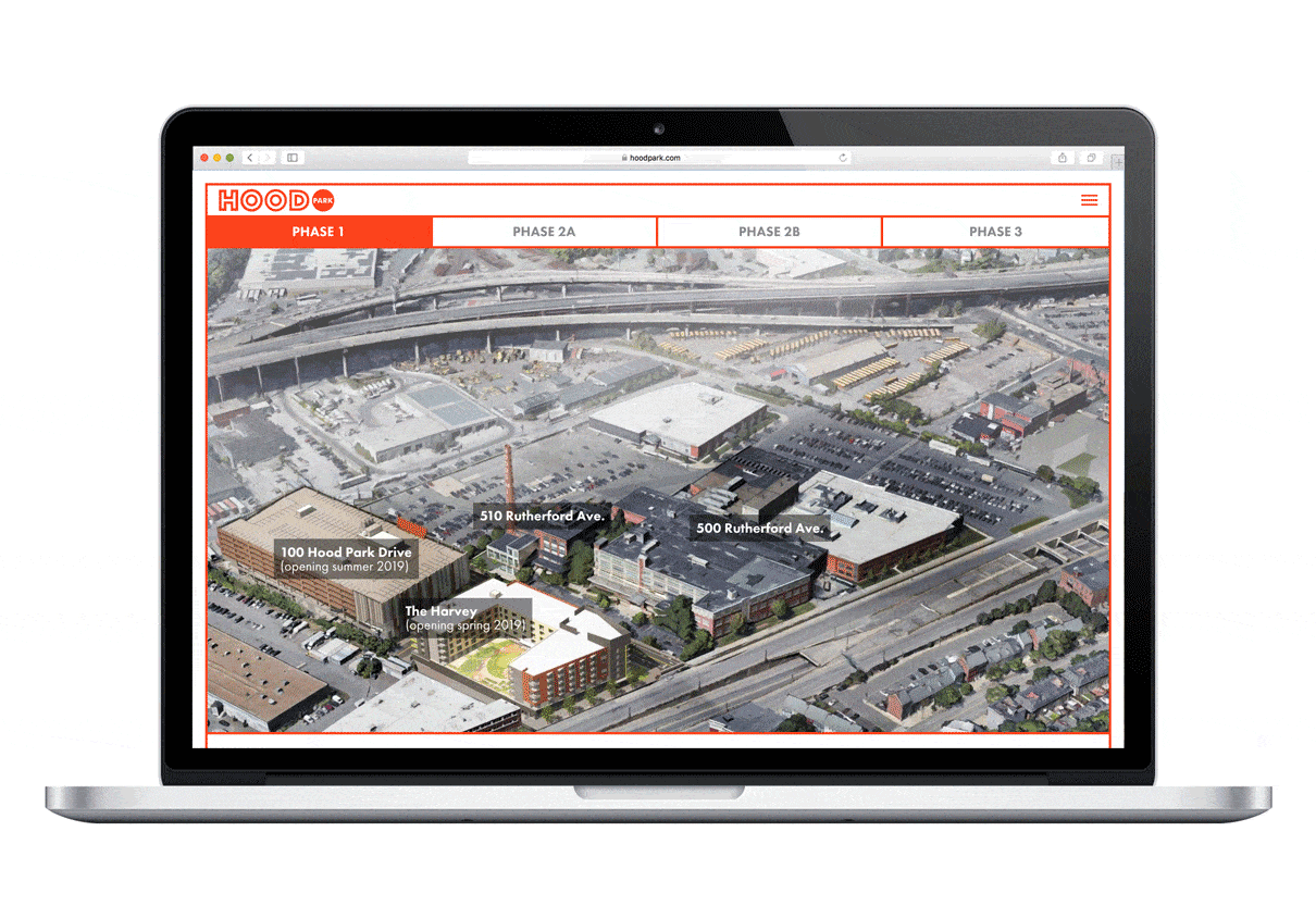 Hood Park homepage development timeline animation