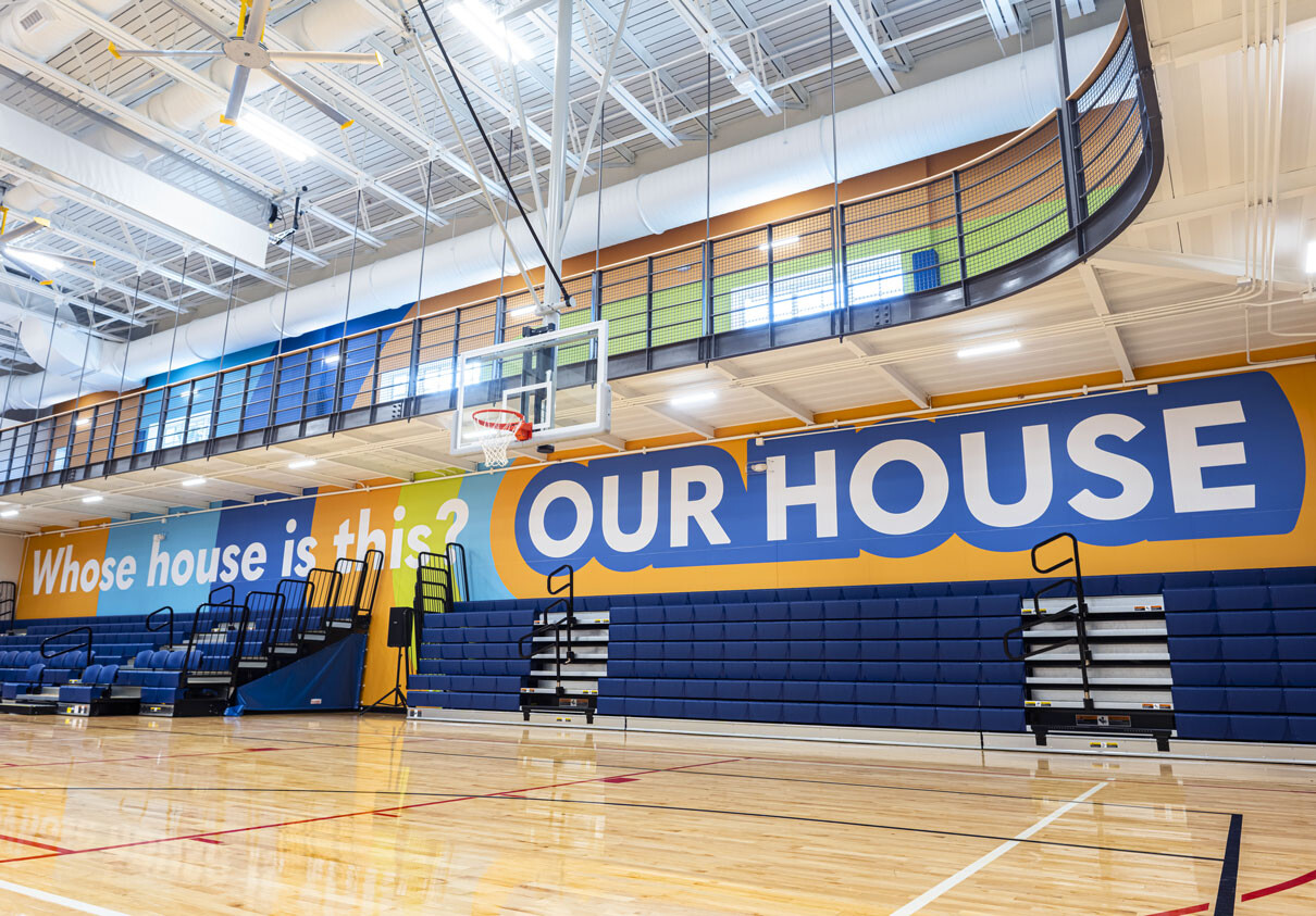 New fitness center gymnasium with supergraphics